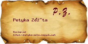Petyka Zéta névjegykártya